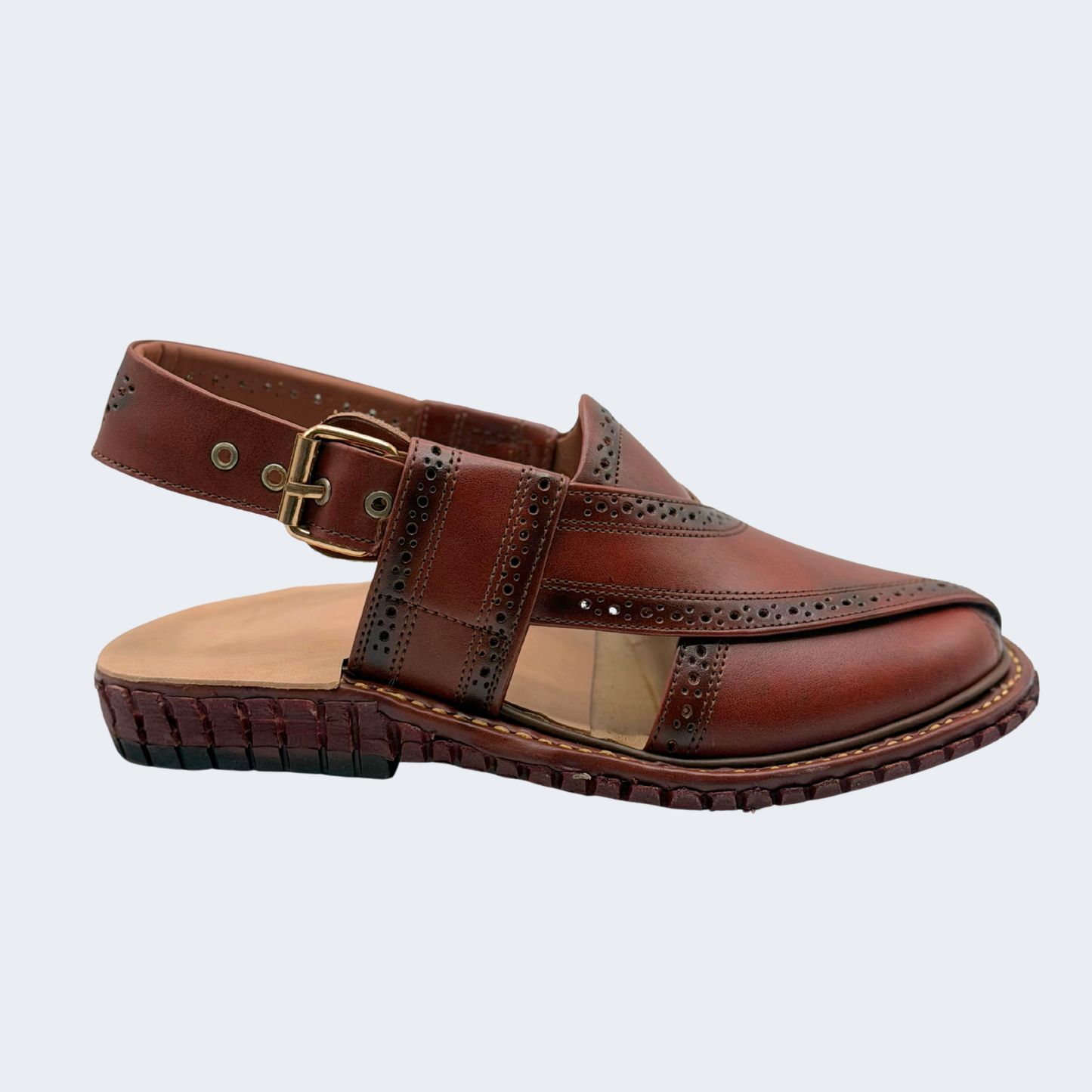 Kingra Design Premium Peshawari Chappal Red Brown