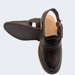 Kingra Design Premium Peshawari Chappal Dark Brown