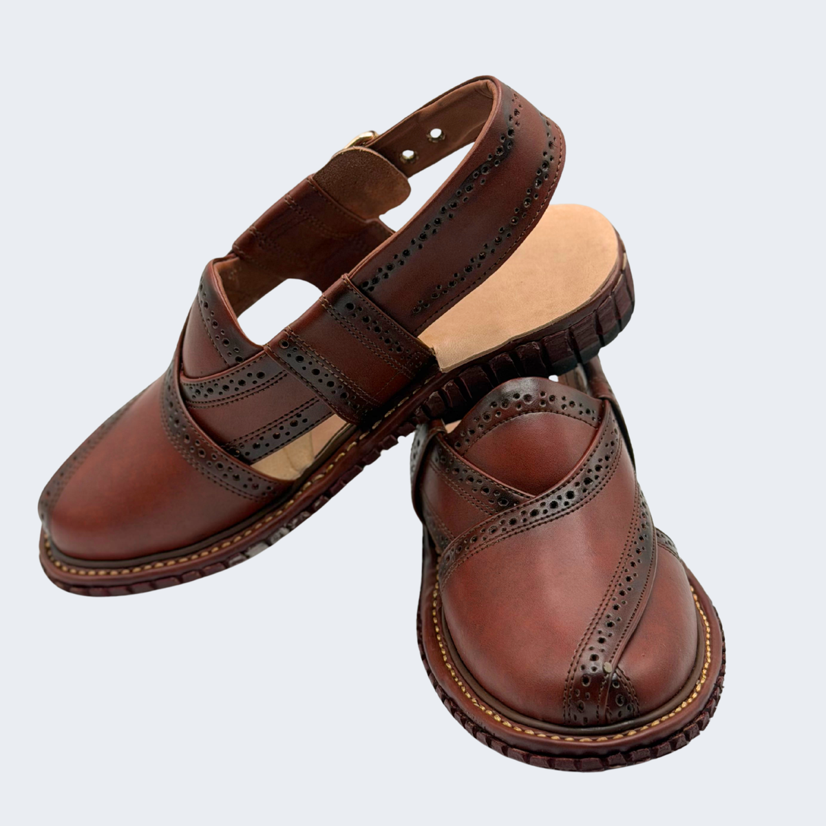 Kingra Design Premium Peshawari Chappal Red Brown