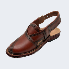 Kingra Design Premium Peshawari Chappal Red Brown