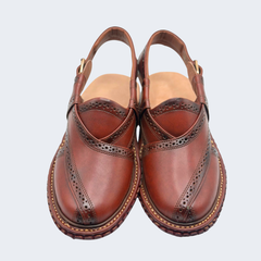 Kingra Design Premium Peshawari Chappal Red Brown