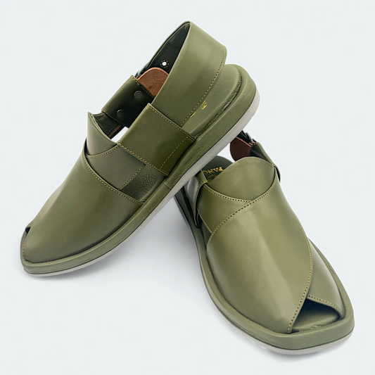 Aura Round Comfortable Peshawari Chappal Mehndi