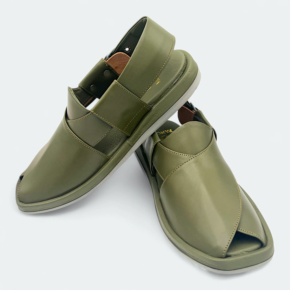 Aura Round Comfortable Peshawari Chappal Mehndi