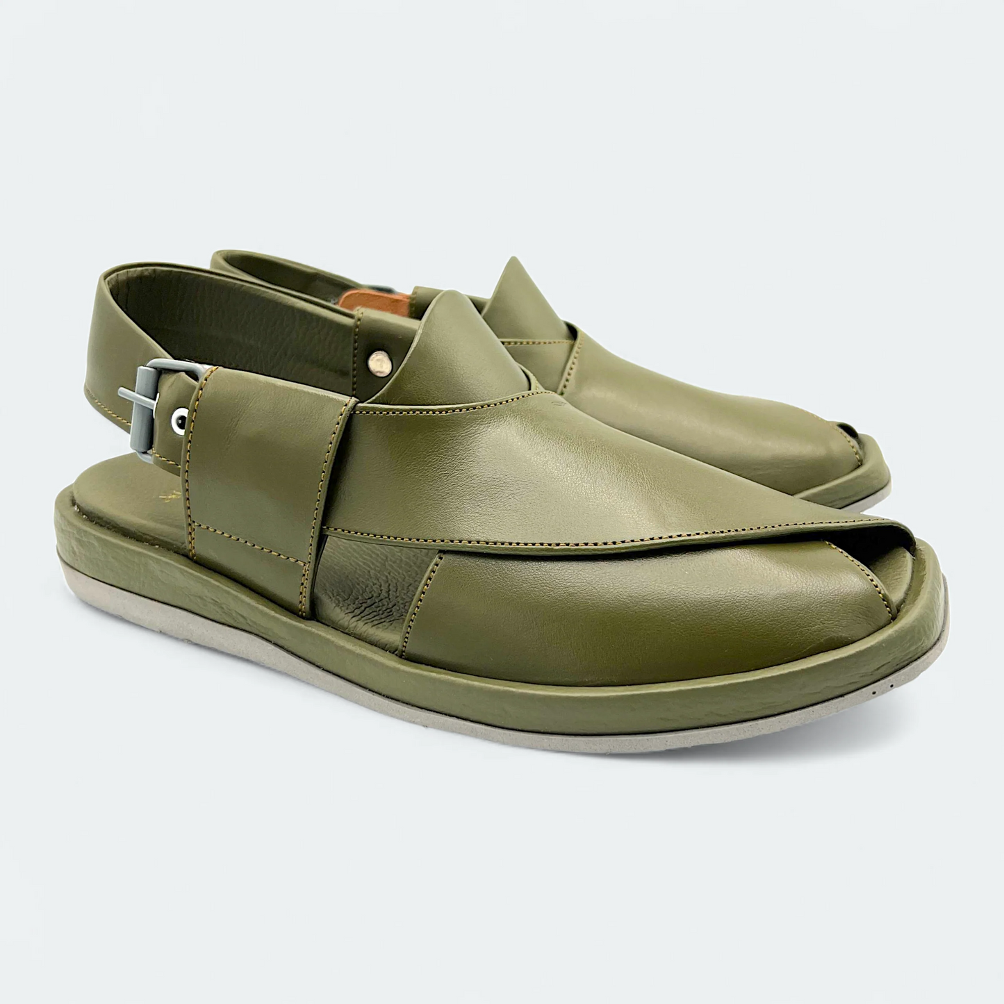 Aura Round Comfortable Peshawari Chappal Mehndi