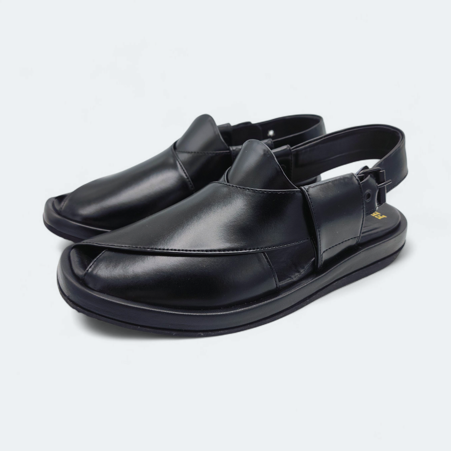 Aura Round Comfortable Peshawari Chappal Black