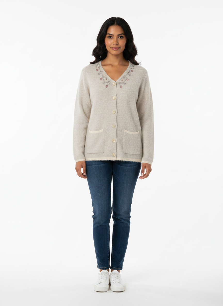 Cozy&Drape Embellished Button Front Cardigan  CD-S-016