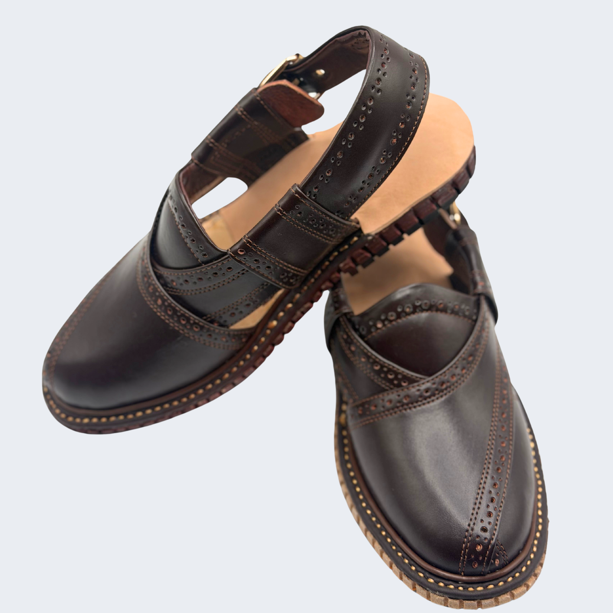 Kingra Design Premium Peshawari Chappal Dark Brown