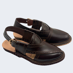 Kingra Design Premium Peshawari Chappal Dark Brown