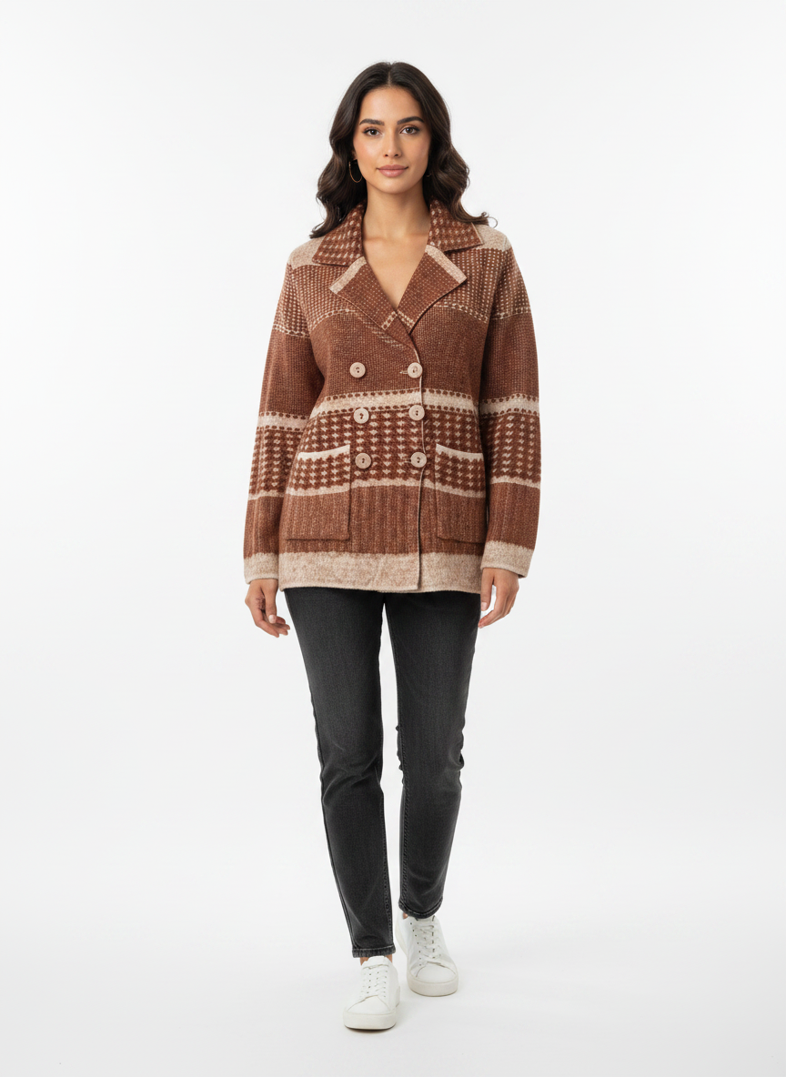 Cozy&Drape Double Breasted Knit Blazer