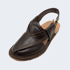 Kingra Design Premium Peshawari Chappal Dark Brown