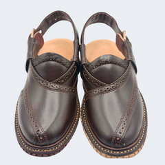 Kingra Design Premium Peshawari Chappal Dark Brown
