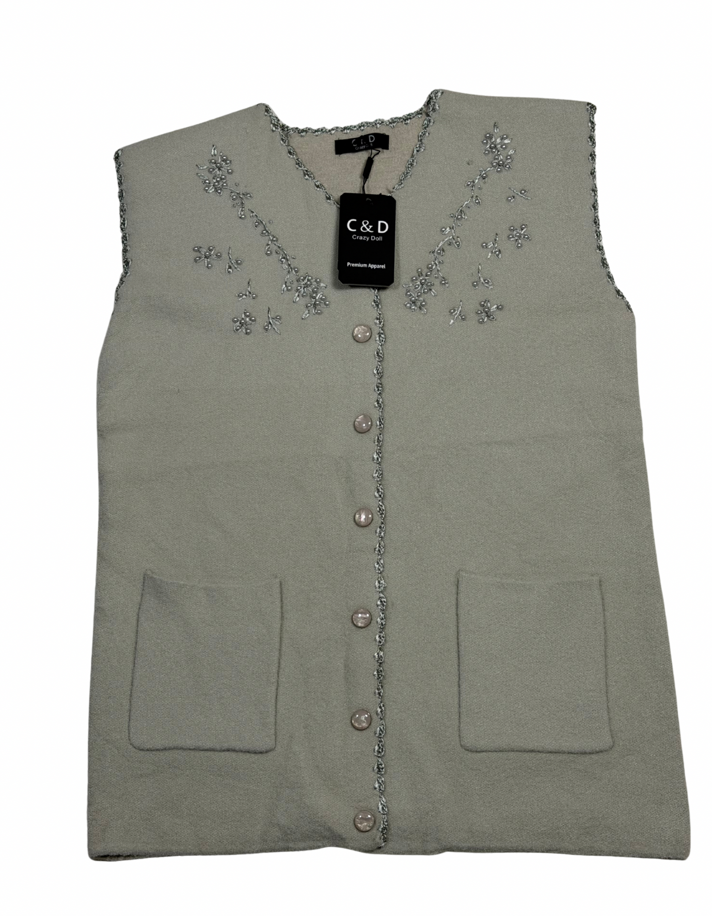 Mama’s Sleeveless Cardigan Sweater CD-SL-58b