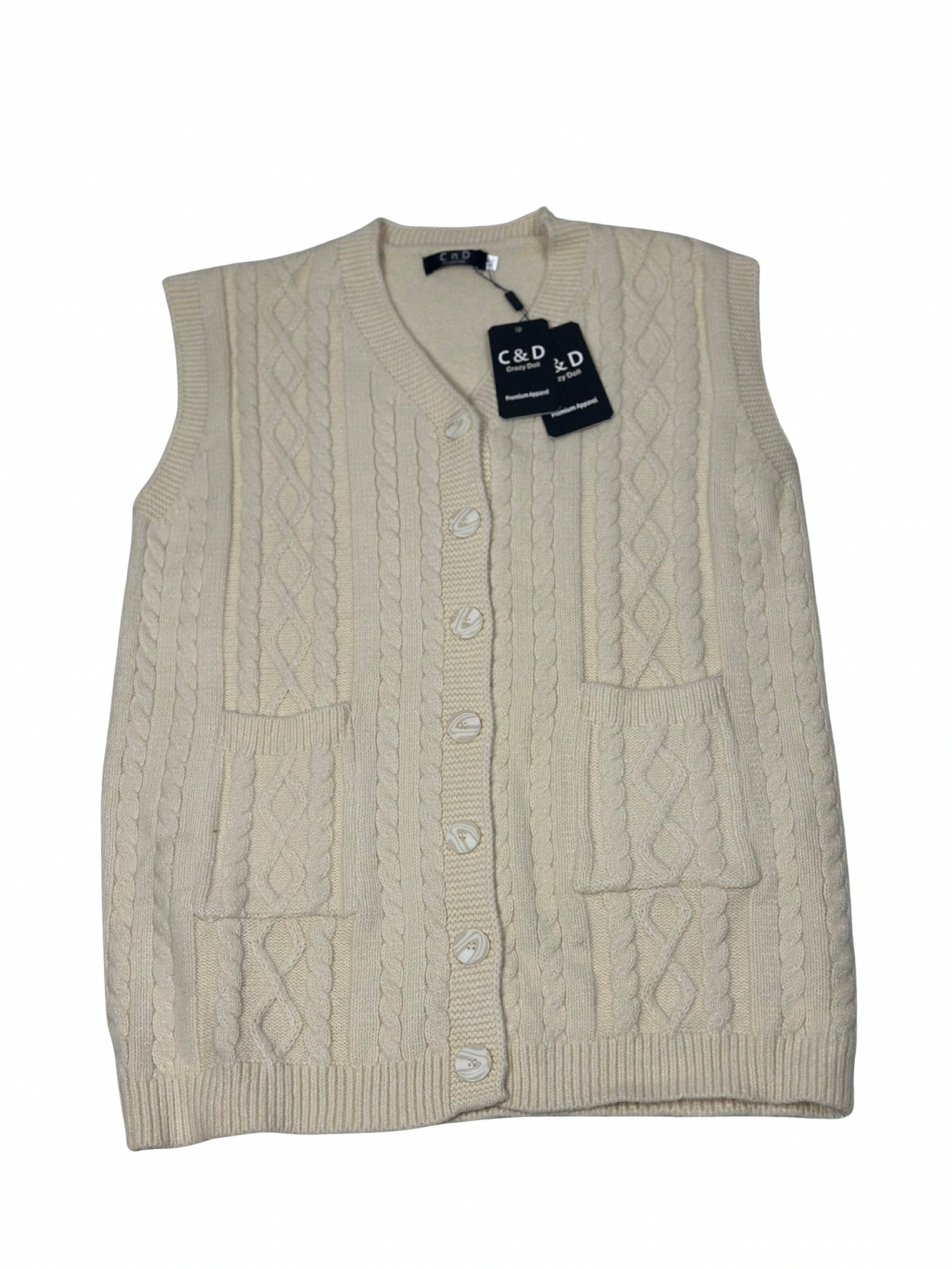 Mama’s Sleeveless Cardigan Sweater CD-SL-06b
