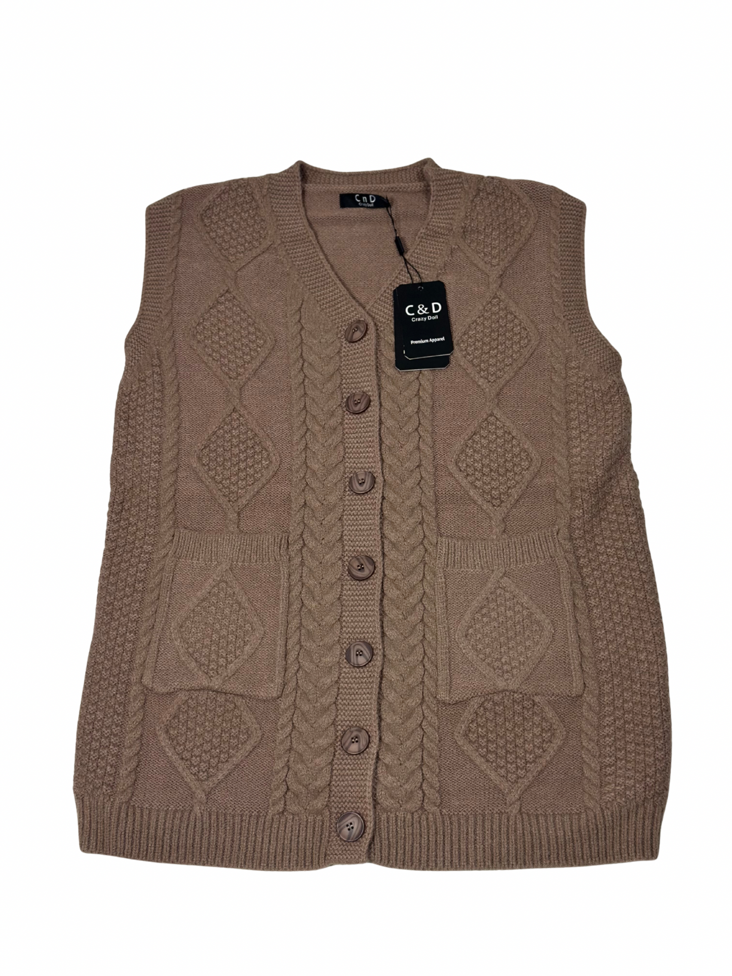 Mama’s Sleeveless Cardigan Sweater CD-SL-01b