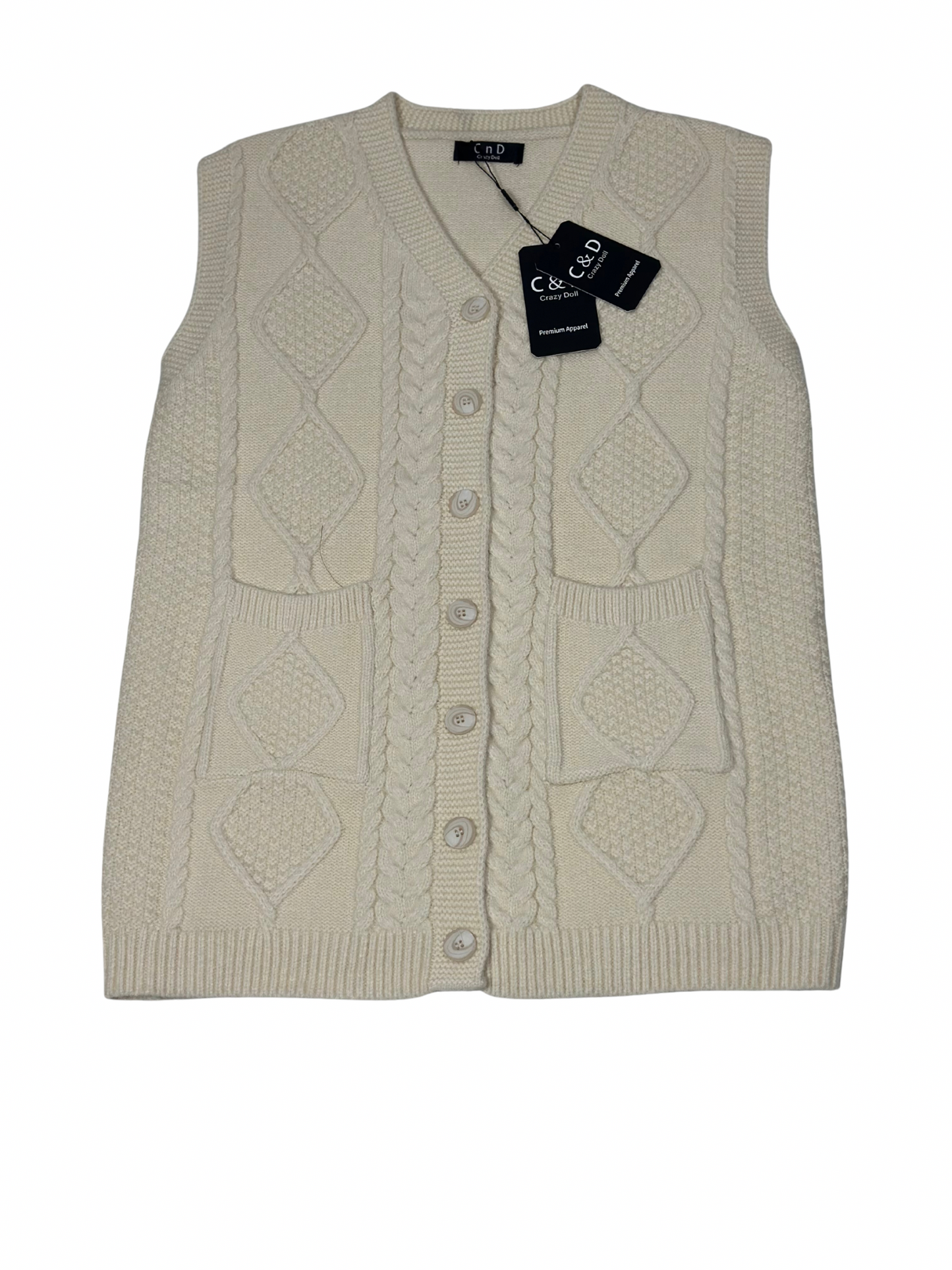 Mama’s Sleeveless Cardigan Sweater CD-SL-01b