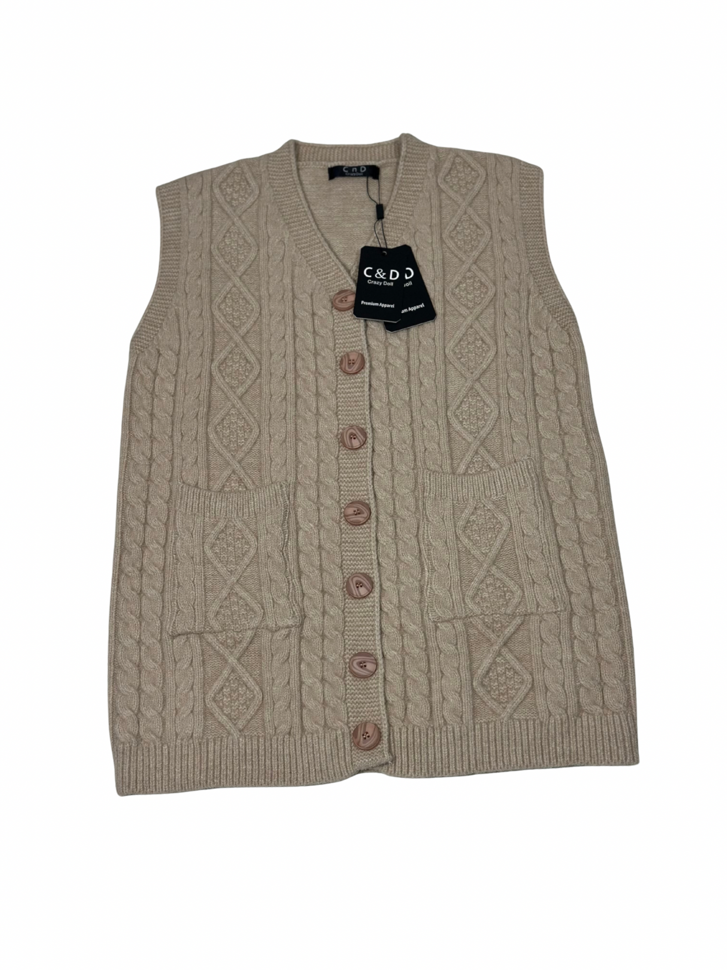 Mama’s Sleeveless Cardigan Sweater CD-SL-03b