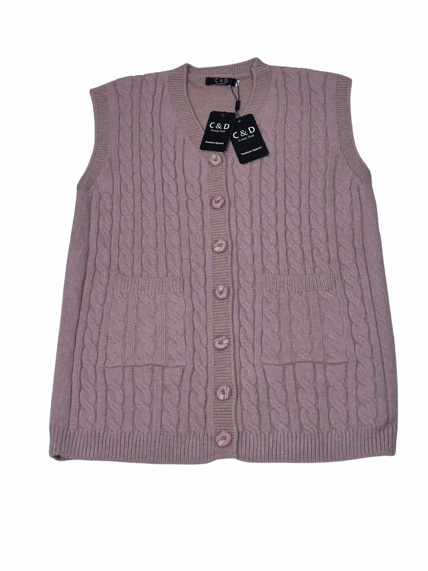Mama’s Sleeveless Cardigan Sweater CD-SL-07b