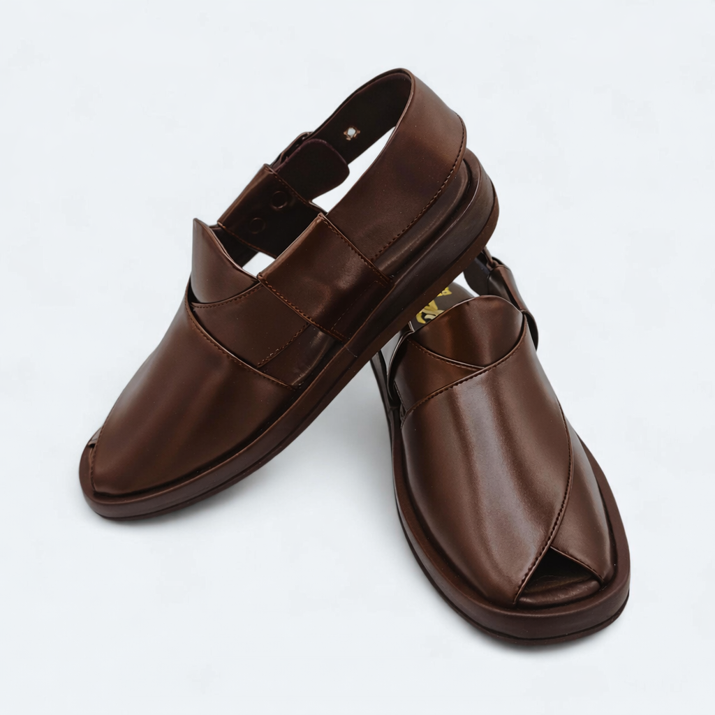 Aura Round Comfortable Peshawari Chappal Brown