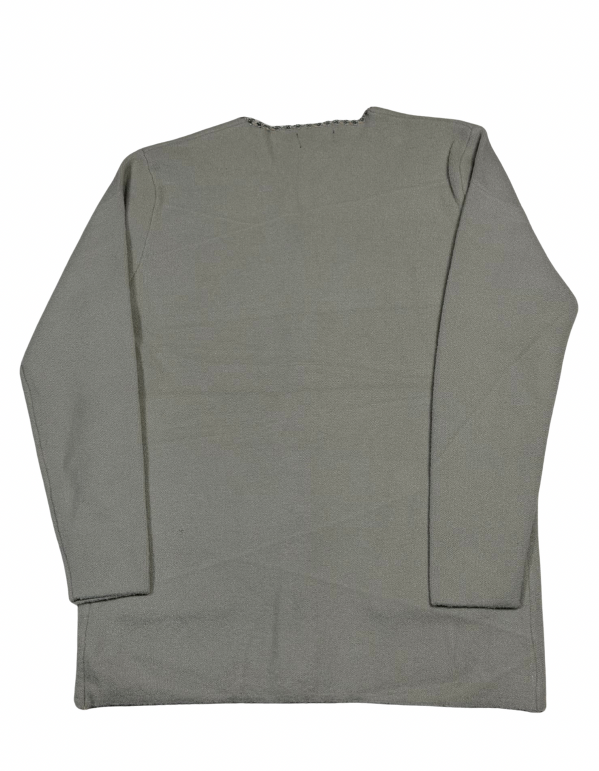 Cozy&Drape Mama full sleeves wool cardigan sweater in grey, shown from the back view.