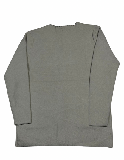 Cozy&Drape Mama full sleeves wool cardigan sweater in grey, shown from the back view.