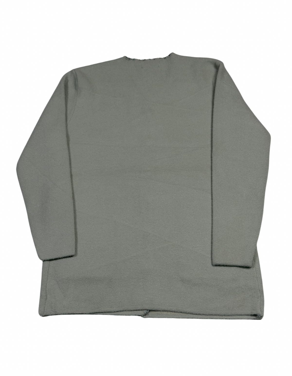 Cozy&Drape grey wool cardigan sweater with long sleeves and an open front design
